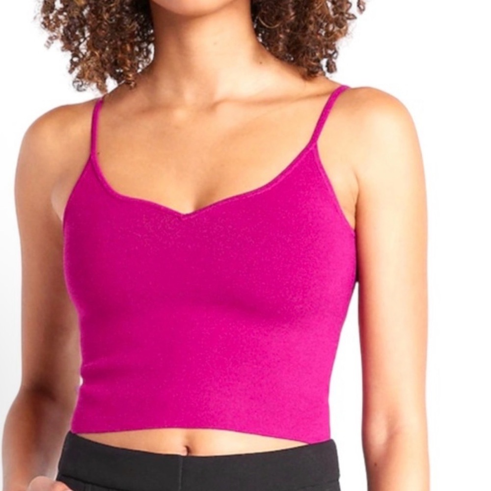 NWT Express Body Contour Sweetheart Cropped Knit Sweater Cami Pink Size XL